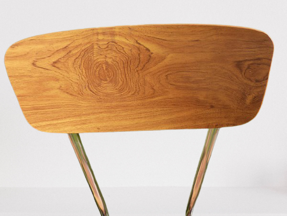 Lot of three chairs in formica effect wood 70
