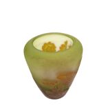 Etablissements gallé multi-layered glass vase with floral decoration, signed