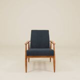 Scandinavian armchair in navy blue bouclé design by H. Lis