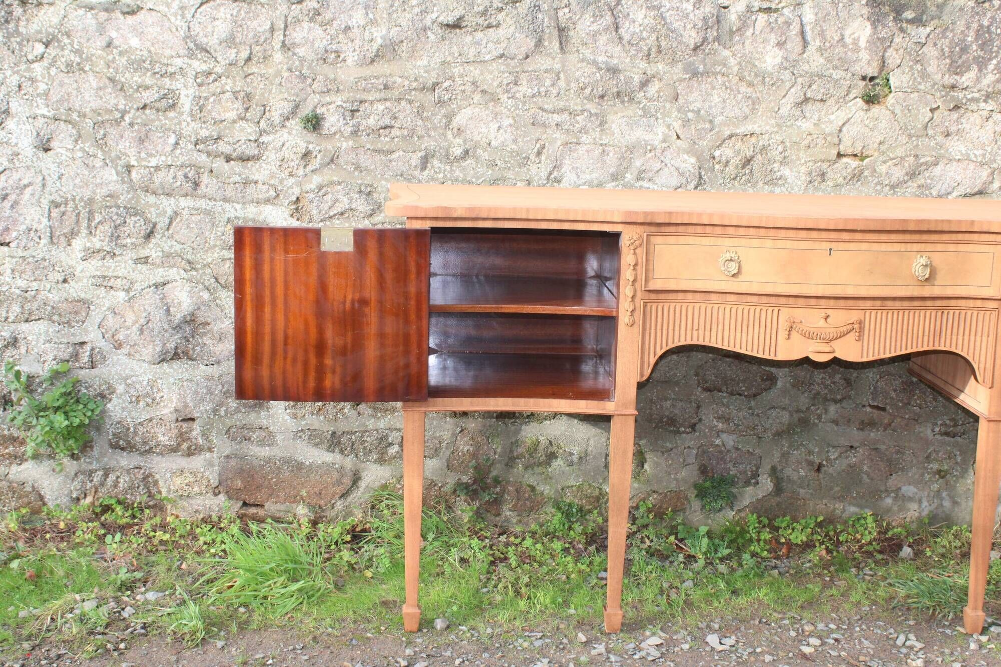English-made enfilade in Louis XVI style with light wood veneers.