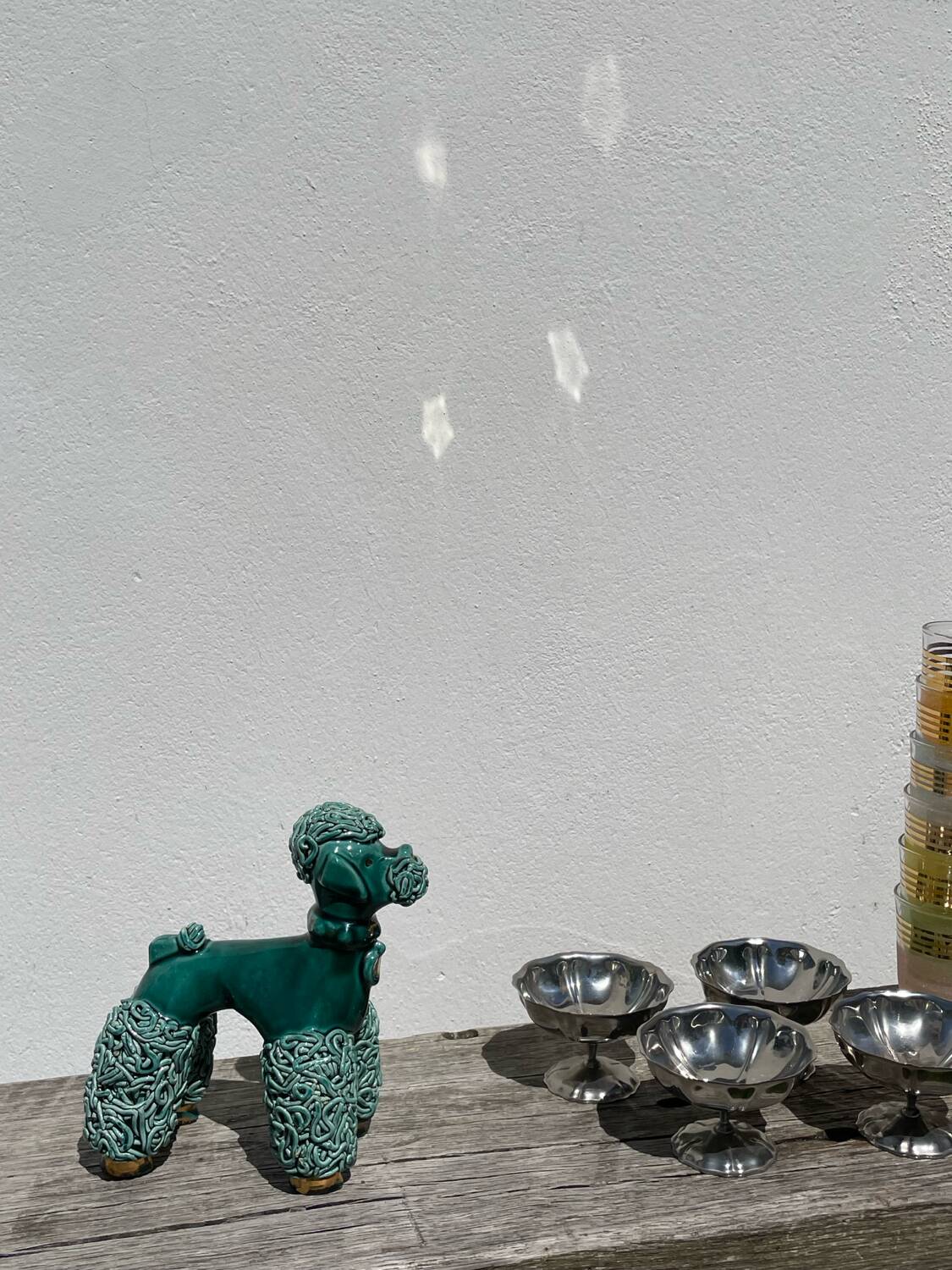 Spaghetti Green Ceramic Poodle Dog