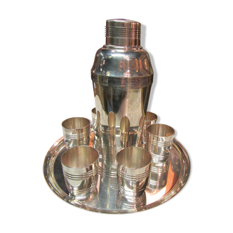 Shaker on set with 6 cups silver metal