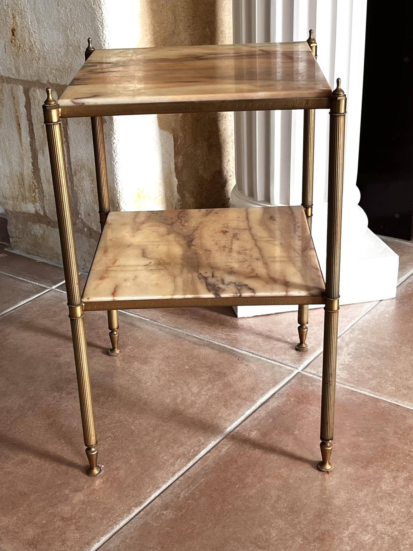 Marble and brass pedestal