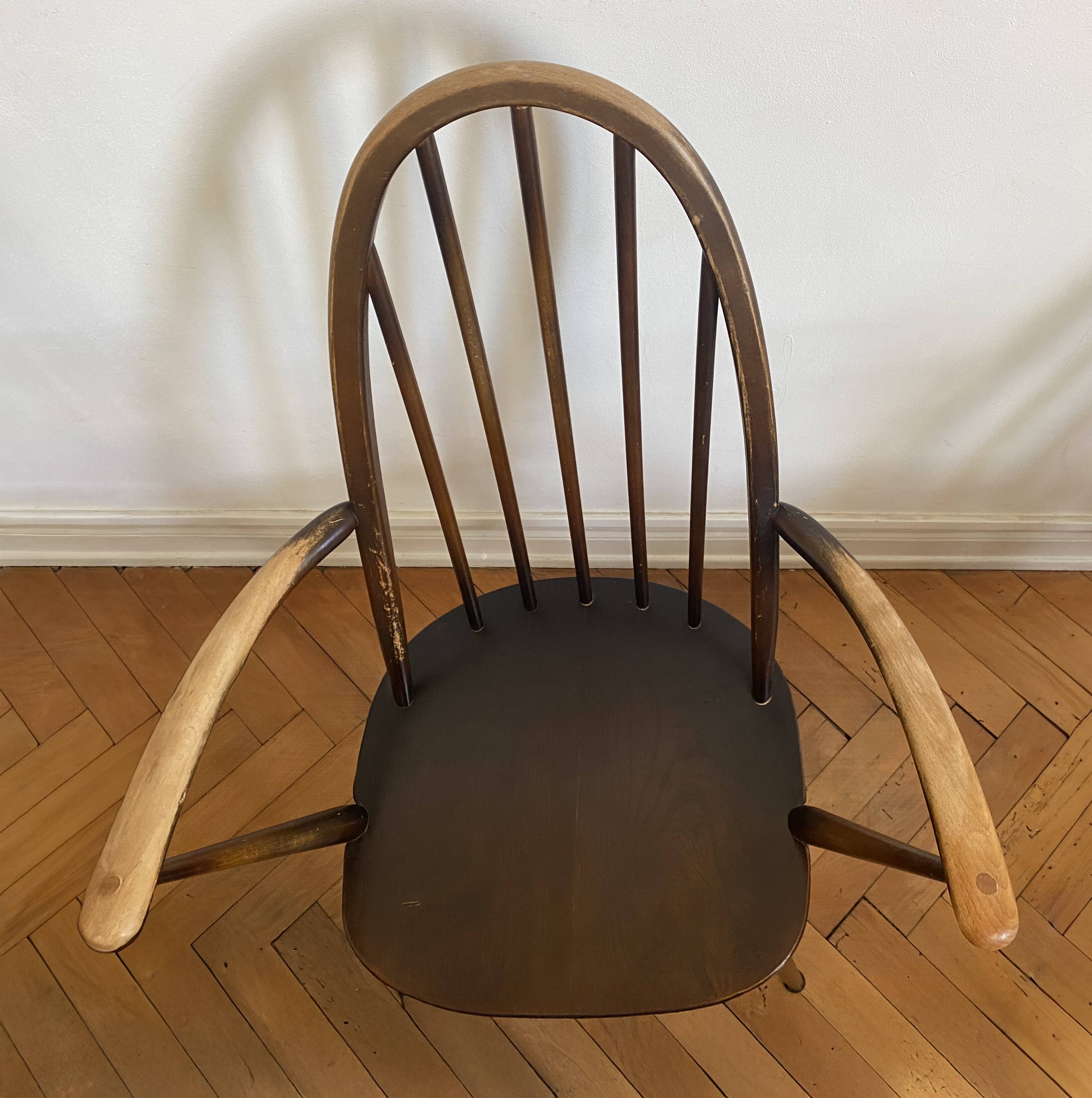 Rare set of 4 Ercol Quaker dining chairs / armchairs - English design 1960.