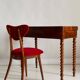 Heart-shaped chair in red velvet and beech wood, Poland, 1960s