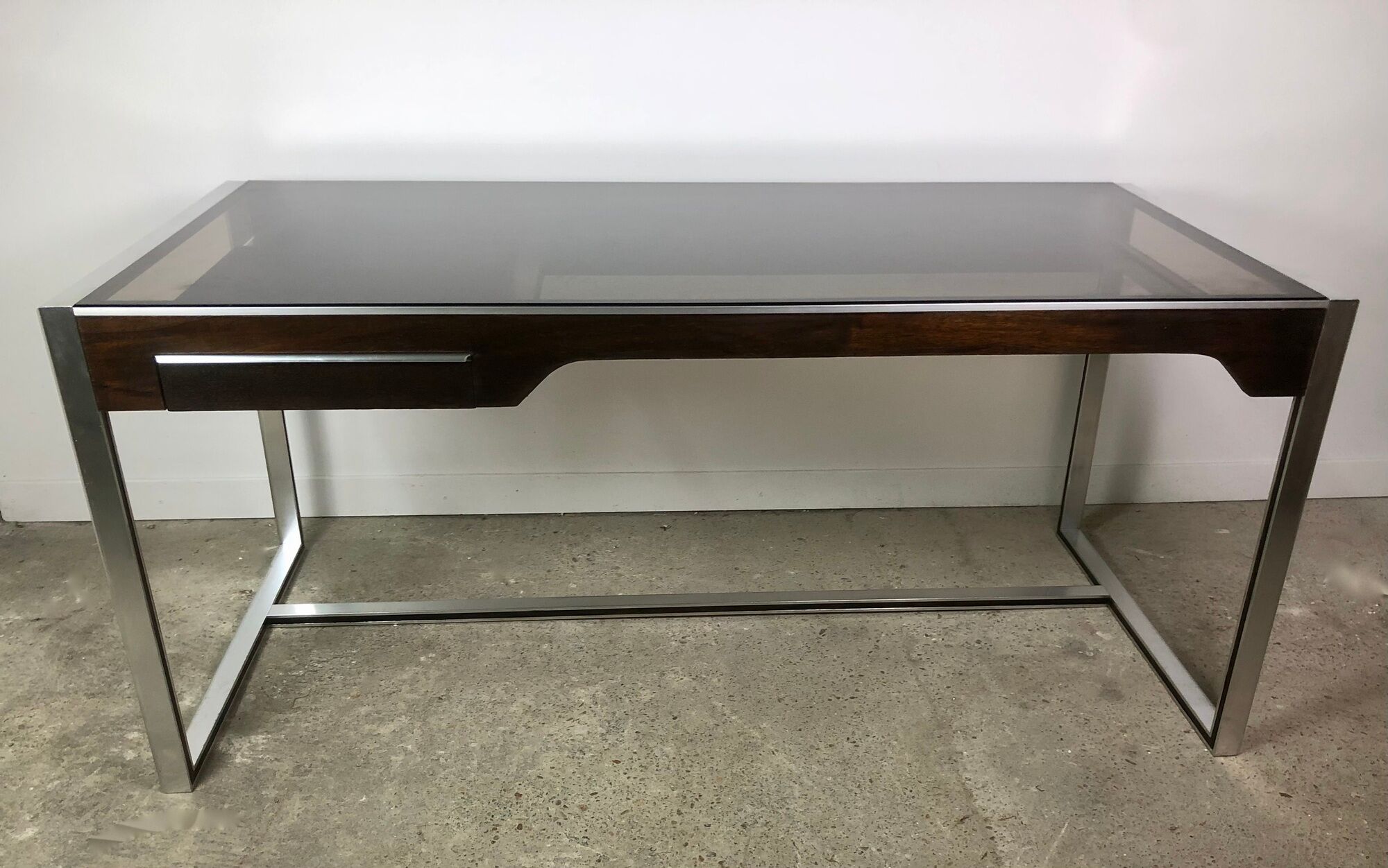 Metal and rosewood desk by Claude Gaillard for Ligne Roset 70'S