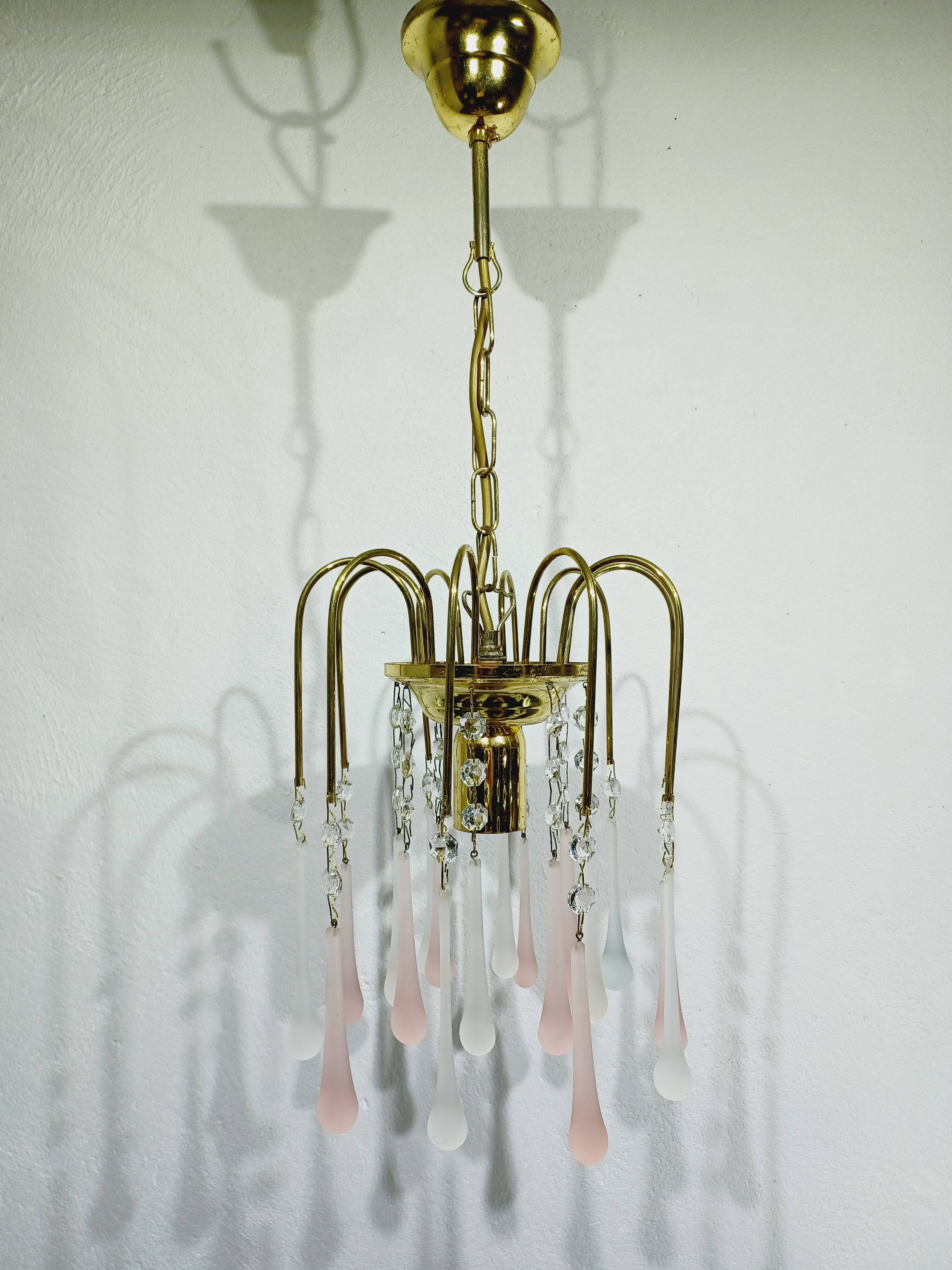 Murano Chandelier Gold Metal 1 Light