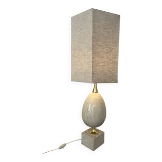 Large travertine lamp by Philippe Barbier