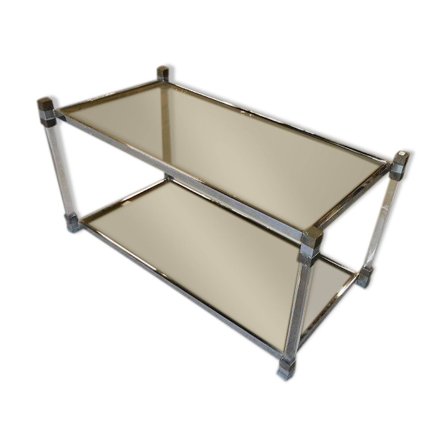 Table basse en verre et chrome 1970
