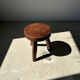 Brown solid wood stool flat circular seat