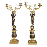 Pair of antique candelabra in the Napoléon III style, bronze, Italy, 20th century.