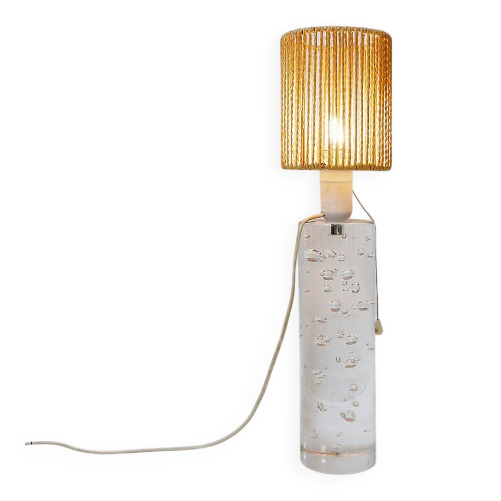 Glass lamp with air bubble pattern, "Daum France" style, circa 1975