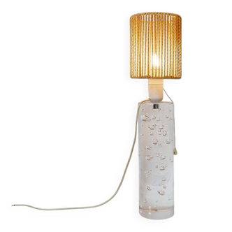 Glass lamp with air bubble pattern, "Daum France" style, circa 1975