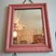 Old wood mirror painted in old pink 28x35cm