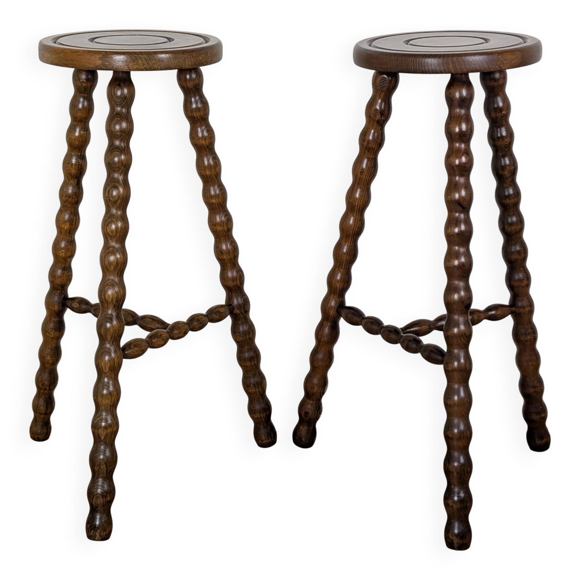 Paire tabourets tripodes