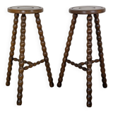 Paire tabourets tripodes