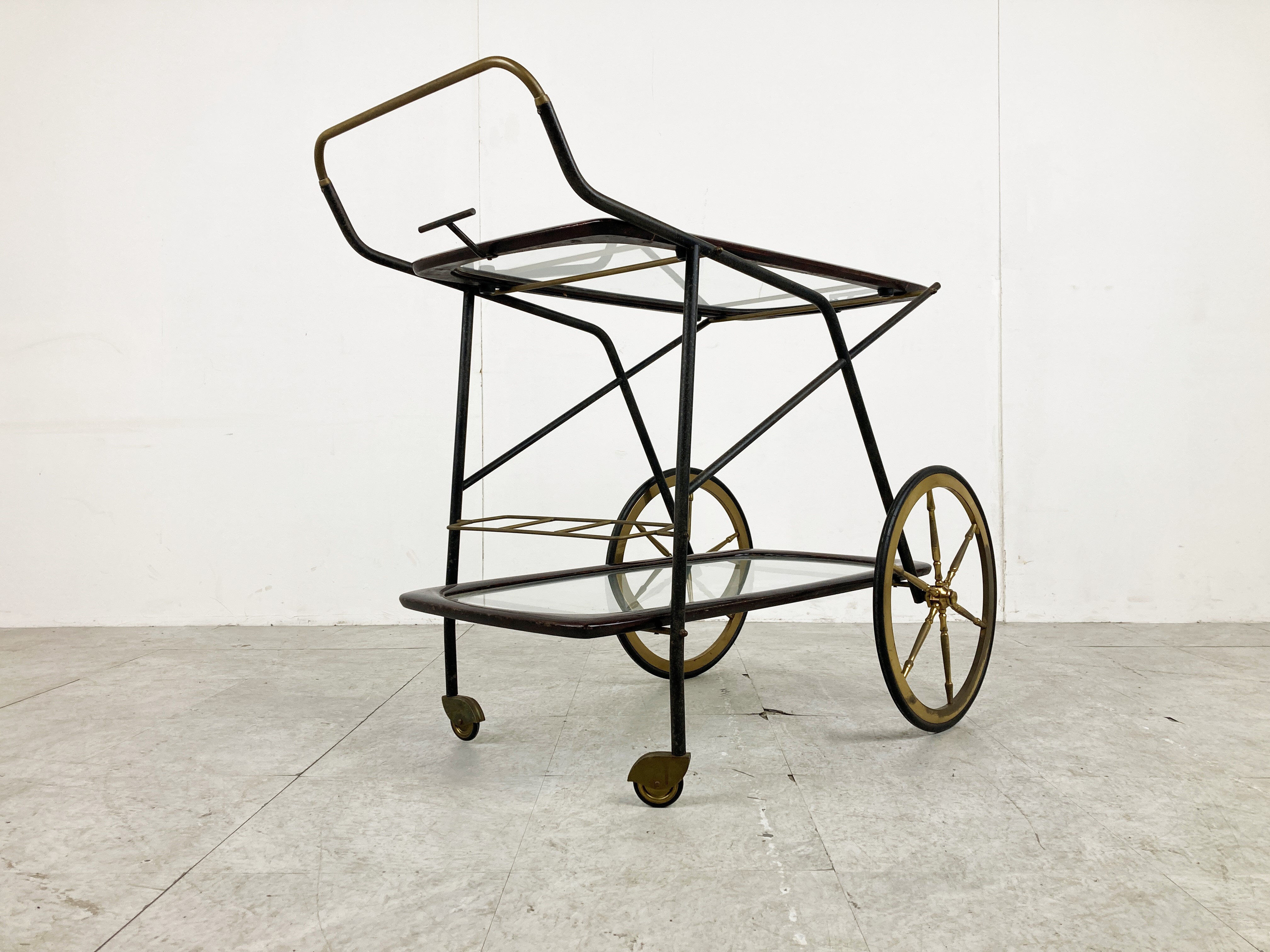 Vintage Italian serving trolley by Cesare Lacca, 1950s