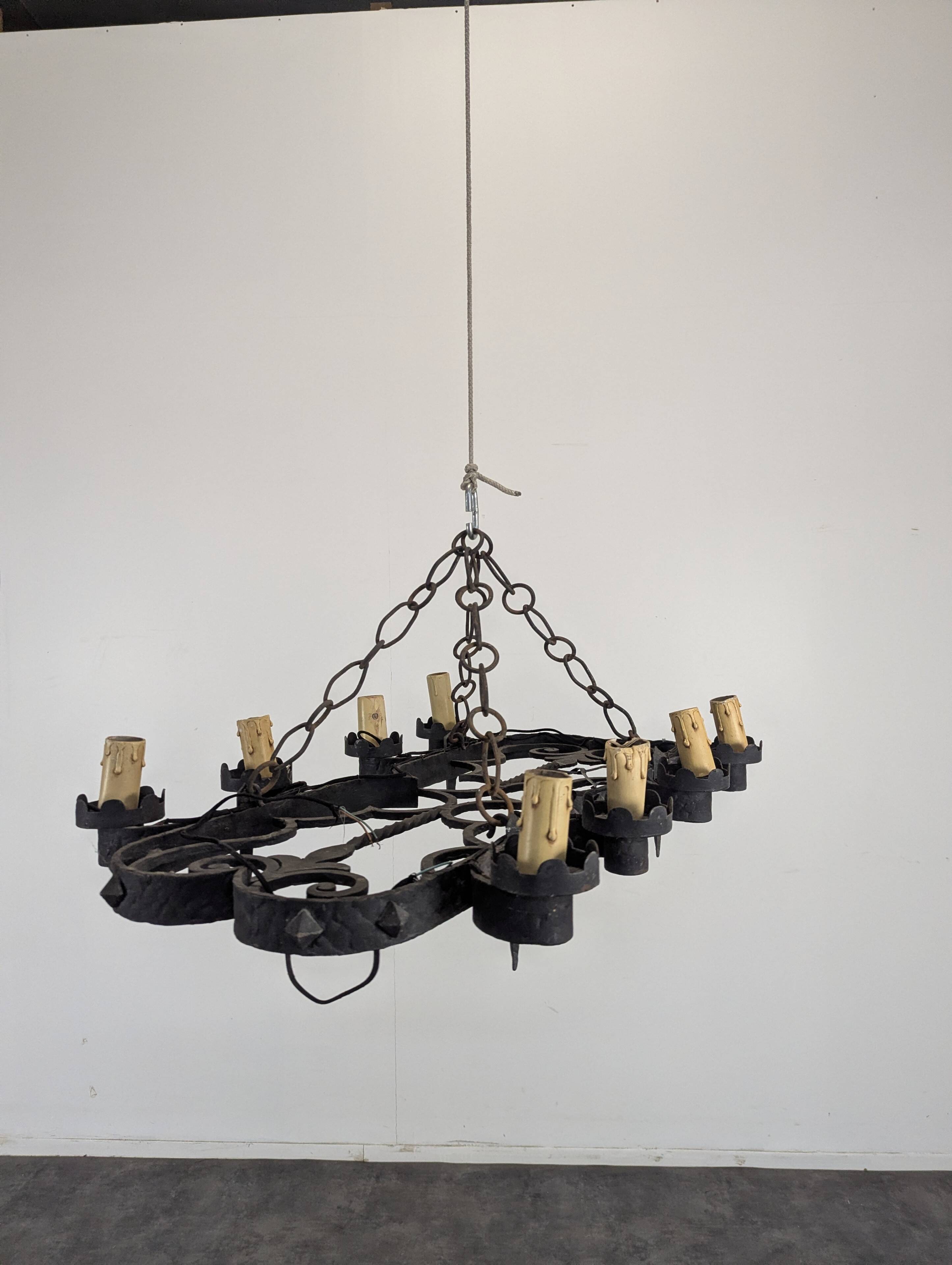 Renaissance style wrought iron chandelier