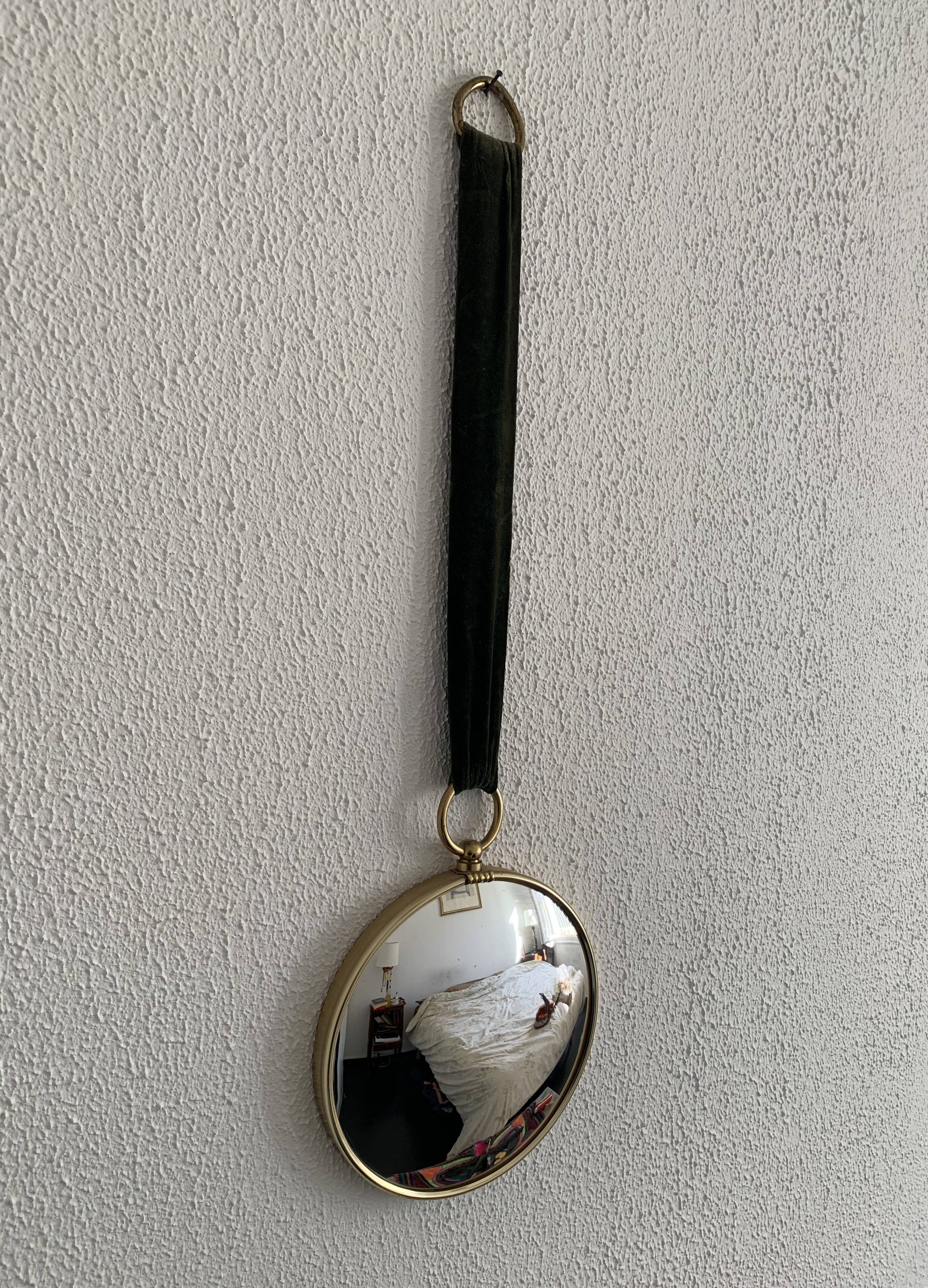 Vintage 1960s green witch's eye mirror - 20 x 67 cm