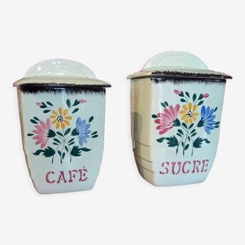 Antique French Niderviller Faïence Sugar And Coffee Storage Caddies - Anjou Edition Circa 1890 - 1915