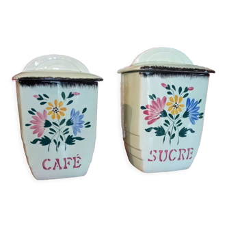 Antique French Niderviller Faïence Sugar And Coffee Storage Caddies - Anjou Edition Circa 1890 - 1915