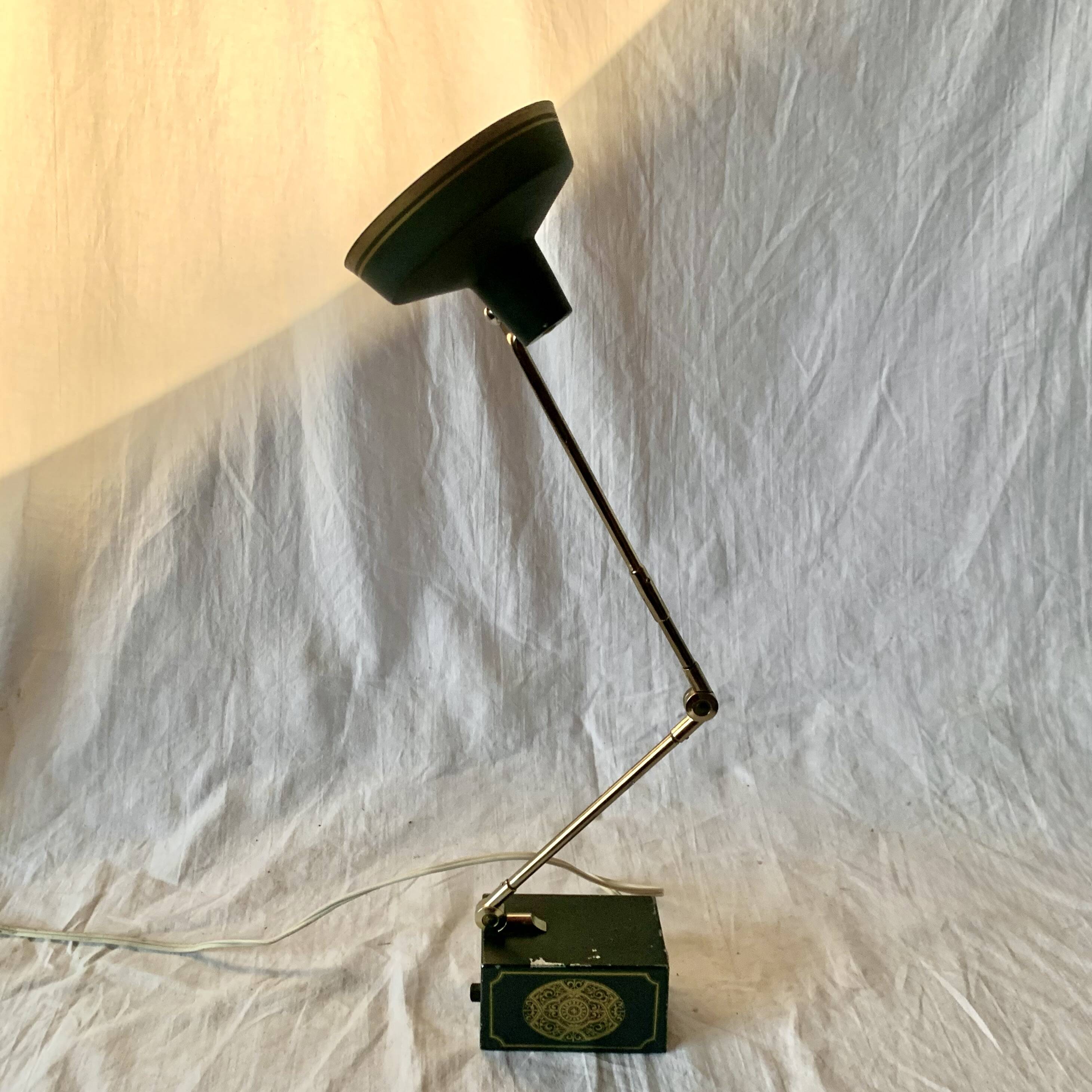Vintage Tensor desk lamp in black metal and brass