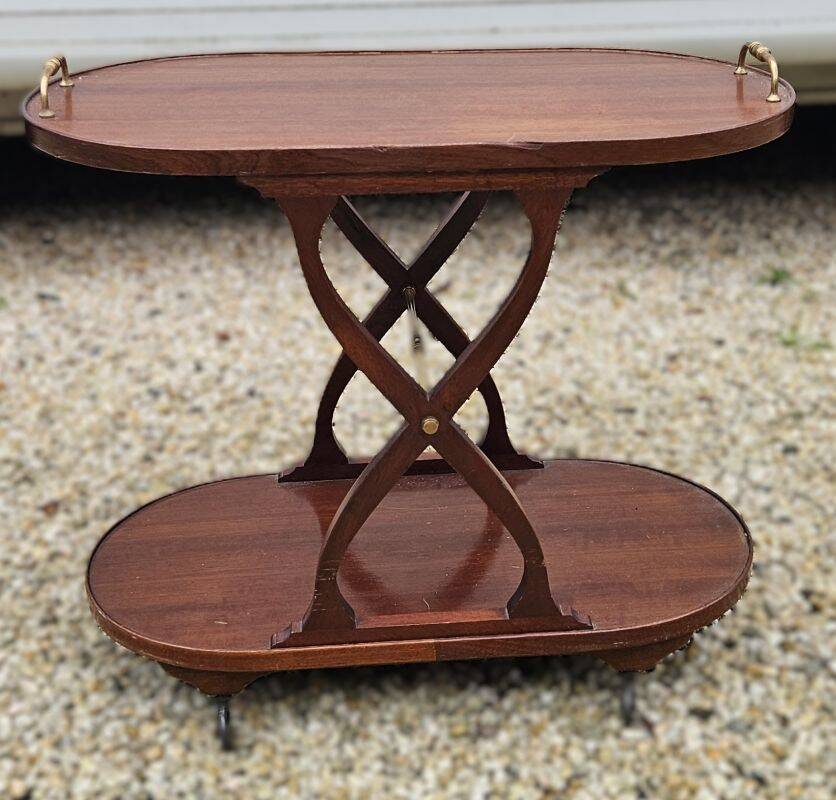 60s Mahogany Rolling Serving Trolley