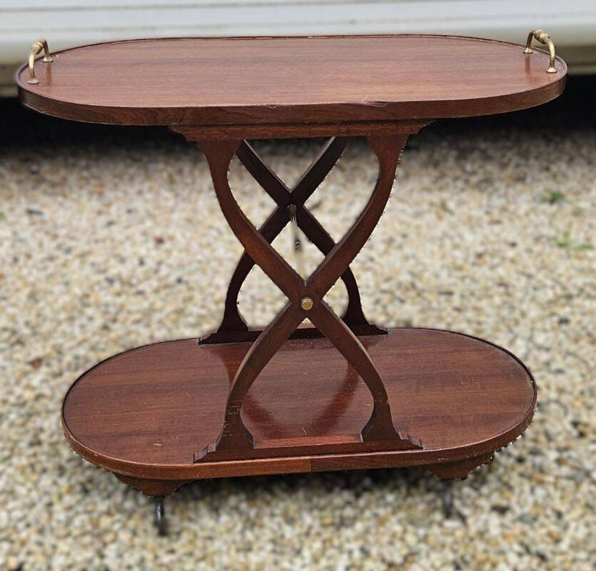 60s Mahogany Rolling Serving Trolley