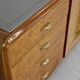 Italian Art Deco Sideboard In Walnut Burl And Brass.