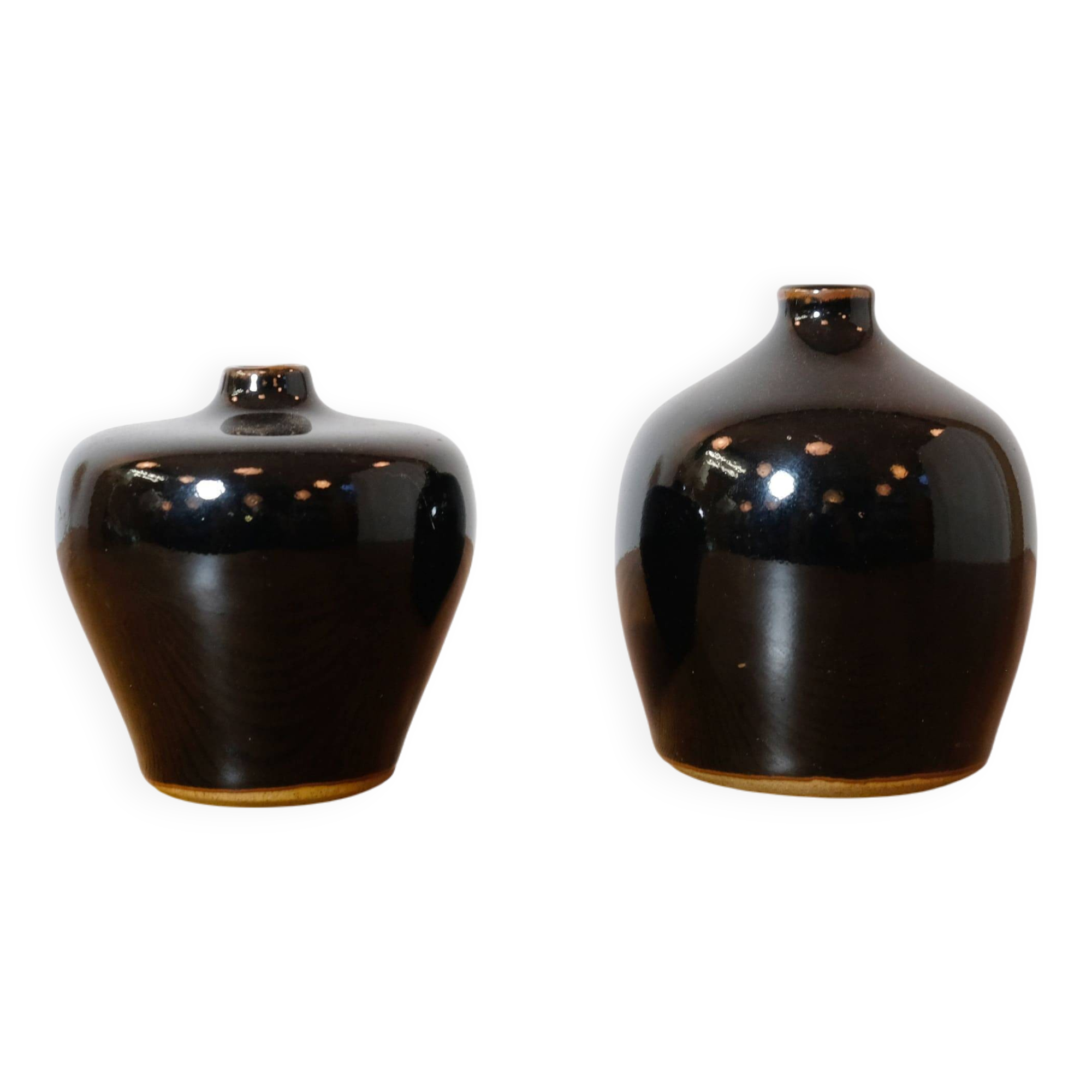 Laslo for Mikasa, two small black vases from the 80s.