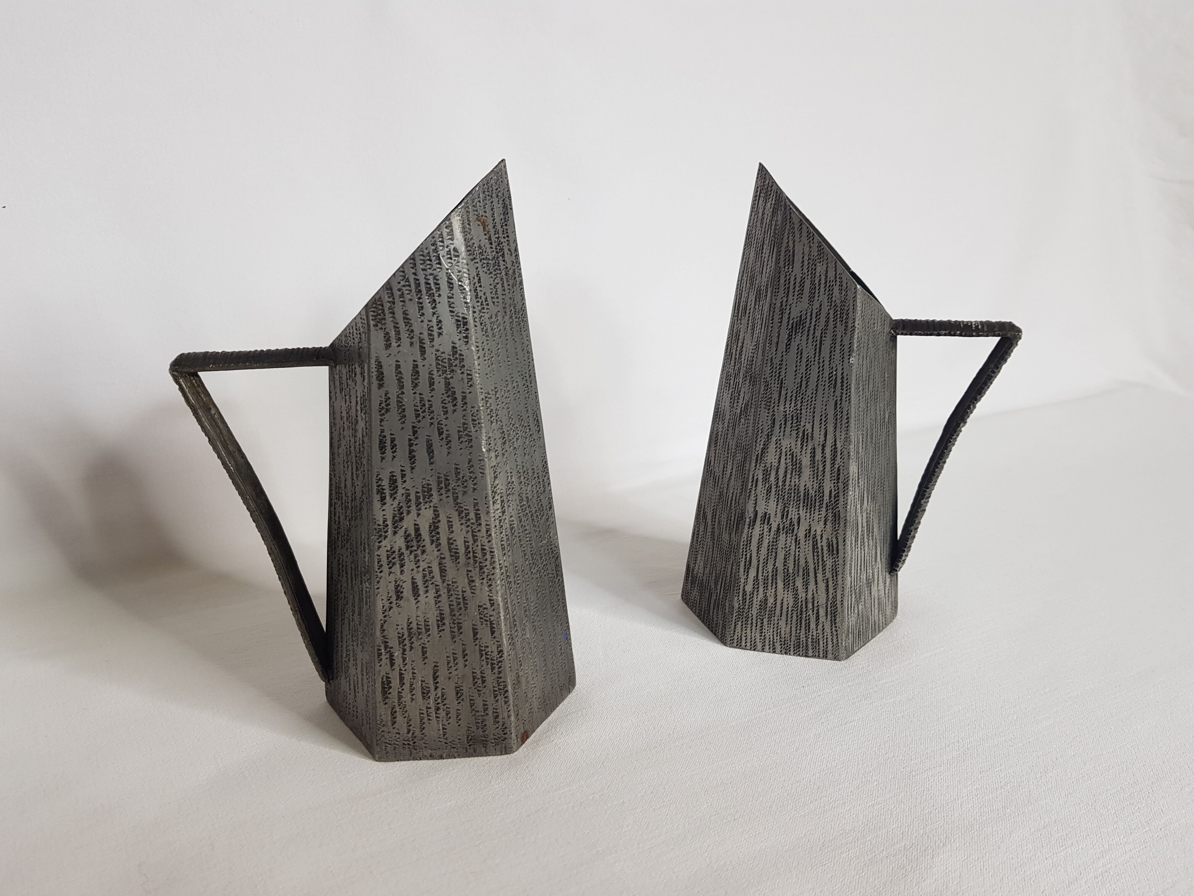 Two small vases of art textured original design Irman pewter