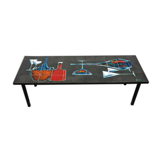 Table en carrelage Denisco noir