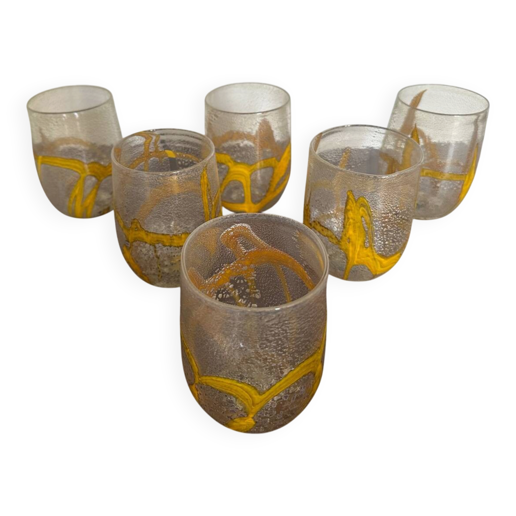 Set of 6 Murano glass glasses, handmade.