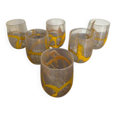 Lot de 6 verres en verre de Murano, faits à la main.