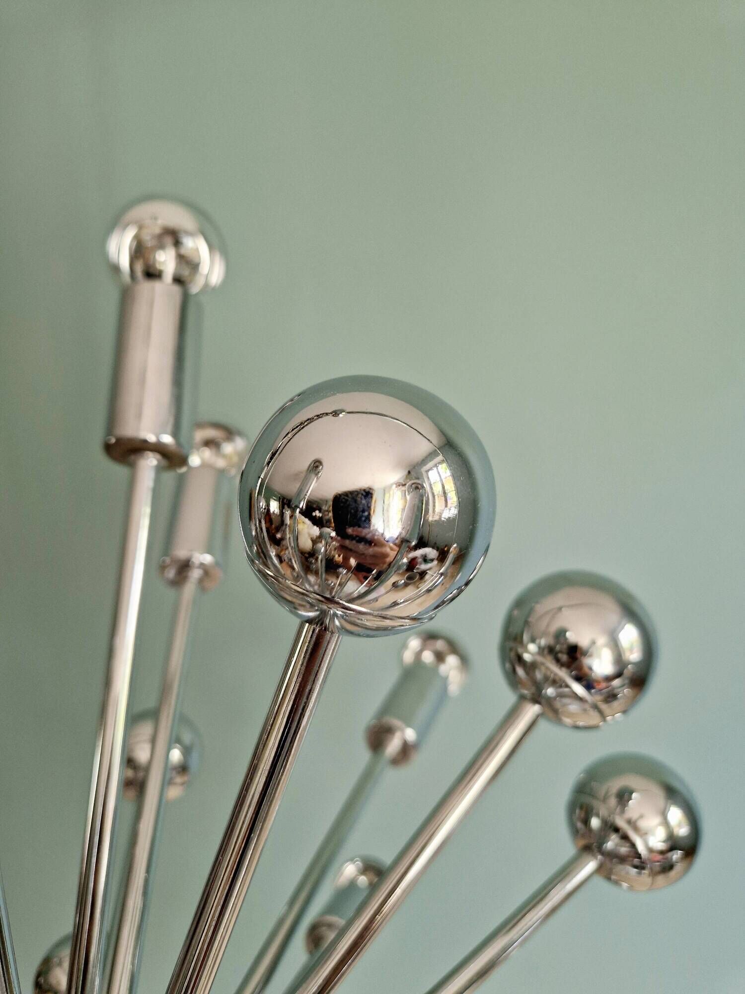 Lustre Sputnik XXL en métal chromé, années 70