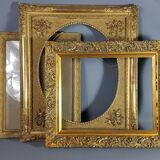 Old frame around 1850 wood - stucco, beaded interior edges, 52x48 hardwood 38x32 cm SB