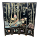 Chinese lacquered screen with decorations of birds and bamboo. Chinese work. Around 1950.
