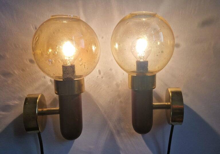 Set of Two Midcentury Wall Lamps, Denmark, 1970s