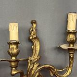 Paire d'appliques en bronze massif doré Rococo.