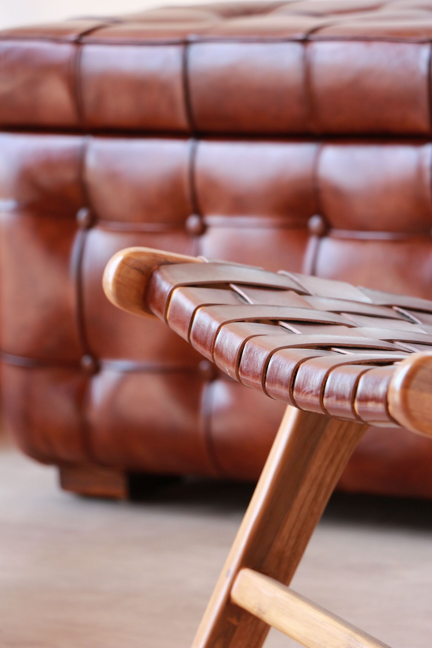 Pair of Teak & Leather heaters - model "Los Angeles" - Olivier de Schrijver