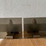 Pair wall light vintage smoke glass