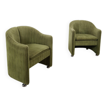 Set groene cocktail stoelen met chromen wielen