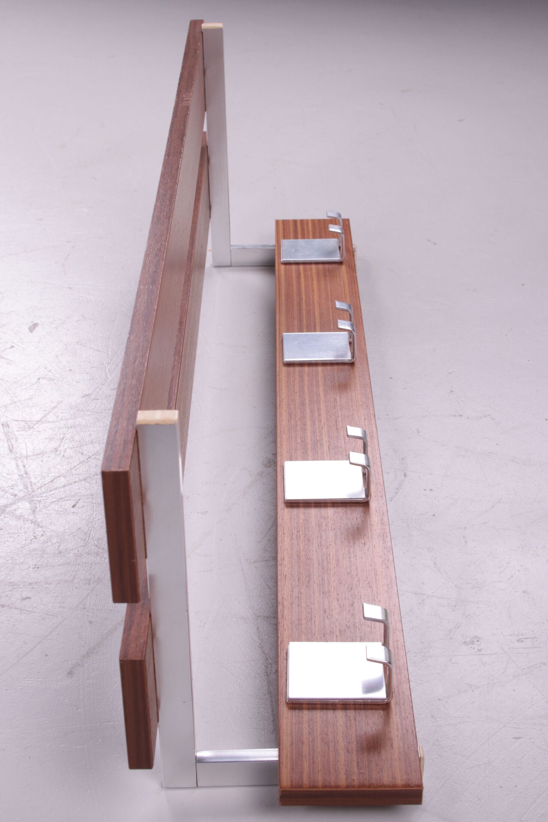 Vintage wall coat rack with chrome and 8 hooks
