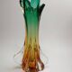 Vase en verre artistique aux nuances vert et ambre – années 60/70