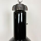 Set of 4 industrial bauhaus black enamel pendant lamps, 1960s