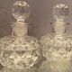 Paire de flacons XIXe cristal Baccarat décor pointes de diamant