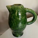 XL vase pitcher in green glazed clay Vallauris 1960