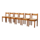 Set of six French oak dining chairs with rush seats, 1970s