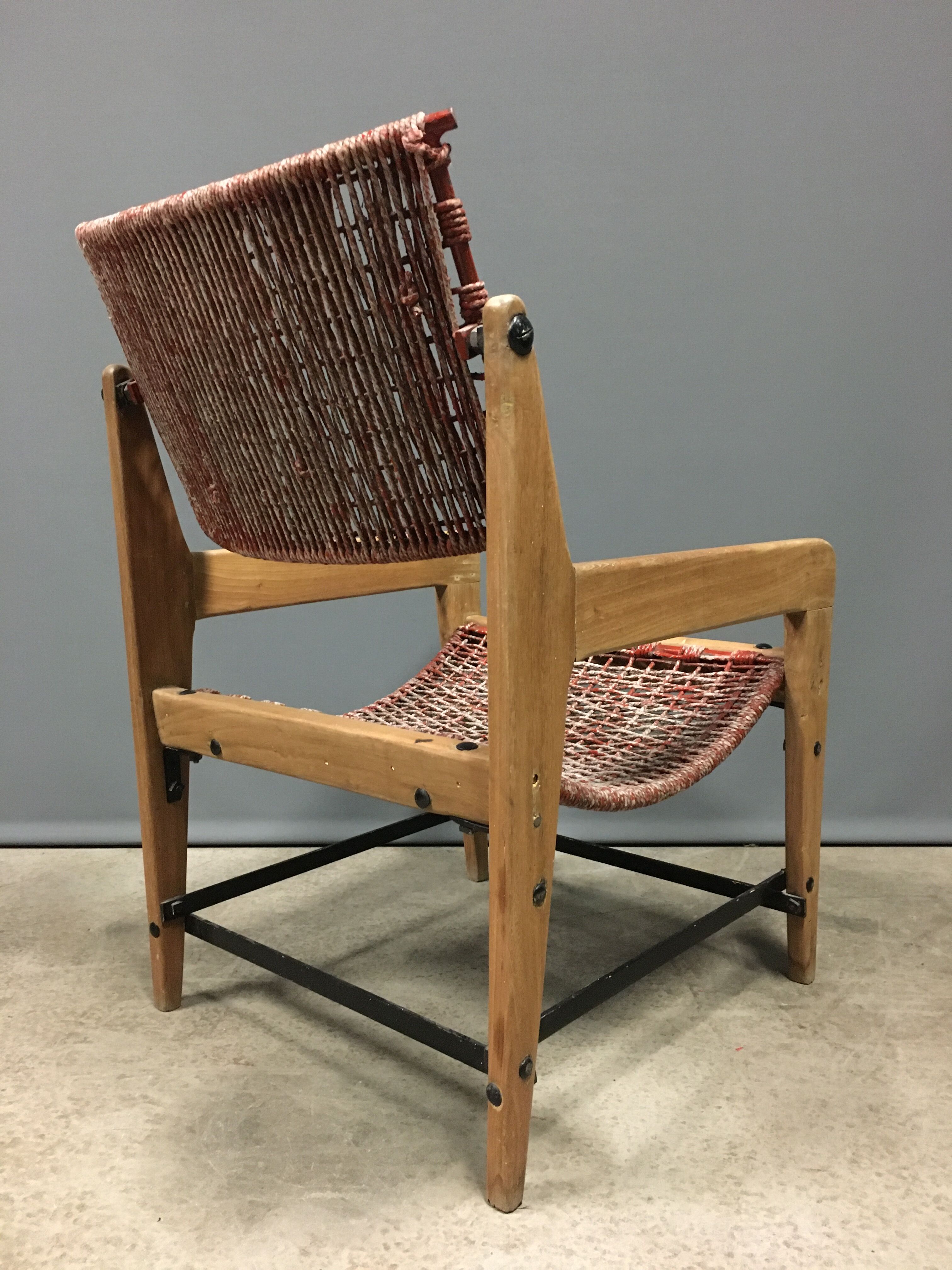 1950's very original french rope lounge chair