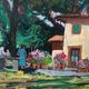 Landscape oil on panel Giuseppe Cavallini (Livorno 1916-2000) Villa Fabbricotti